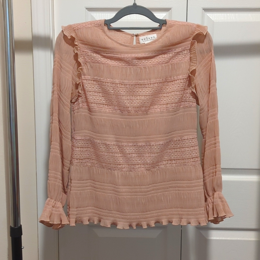 Taupe Mauve pink blouse xs